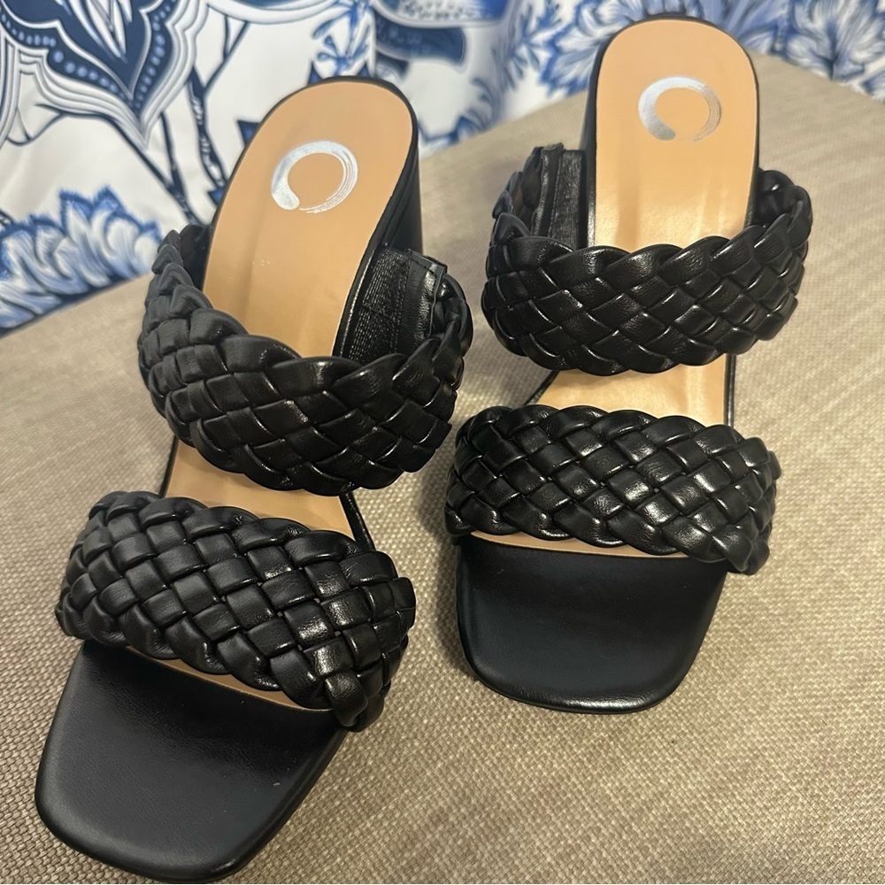 Melissa Black Braided Block Heel NIB Women’s 7